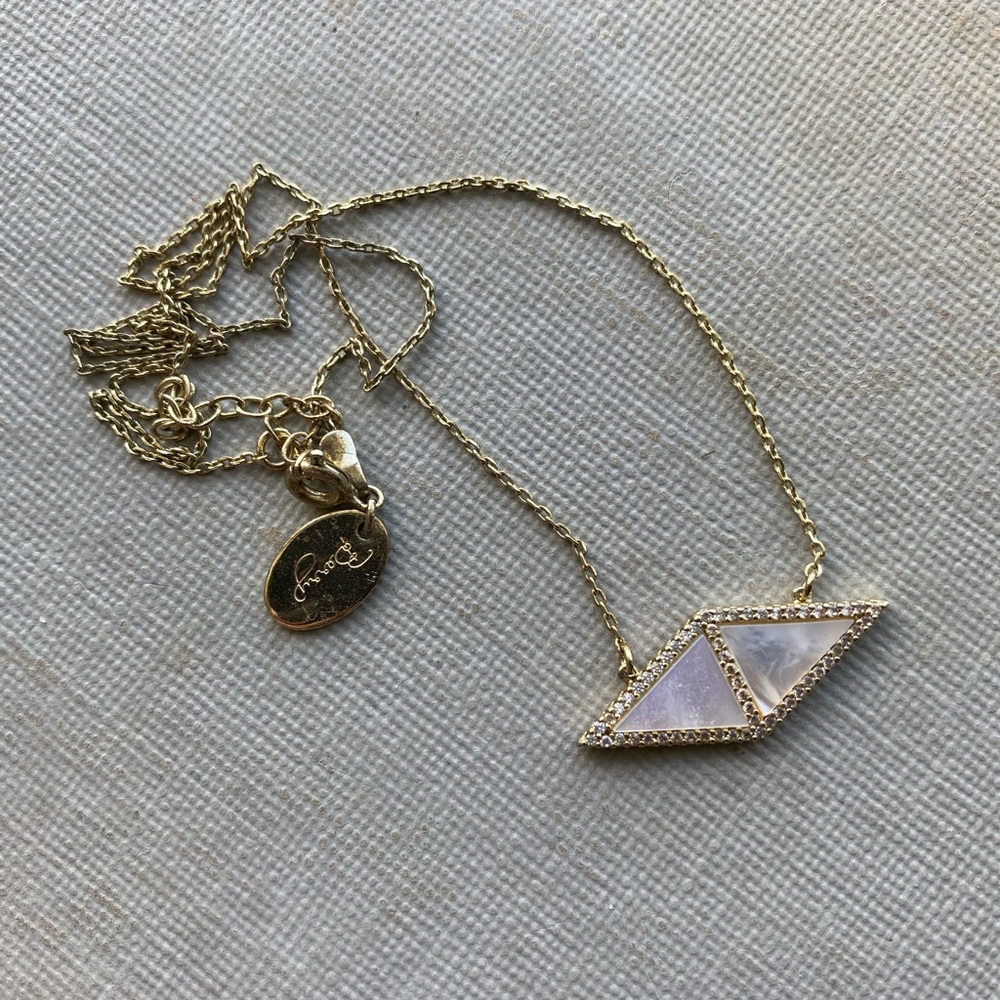 Anthropologie mother of pearl necklace gold